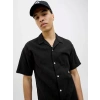 12274798 Müslin Kumaş Kısa Kollu Erkek Gömlek Siyah