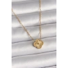 316L Çelik Gold Renk İşleme Detaylı Yonca Model Kadın Kolye