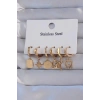316L Çelik Gold Renk Yıldız Figürlü Tarot Model Halka Küpe Seti