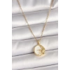 316L Çelik Gold Renk Zincir Beyaz Mineli Gün Batımı Model Kadın Kolye
