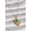 316L Çelik Gold Renk Zincir Mavi Boncuk Güneş Model Kadın Kolye