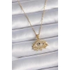316L Çelik Gold Renk Zincir Zirkon Taşlı Göz Figür Kadın Kolye