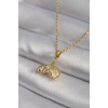 316L Çelik Gold Renk Zirkon Taşlı Balık Kuyruğu Model Kadın Kolye
