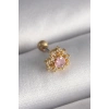 316L Çelik Gold Renk Zirkon Taşlı Kalp Tragus Piercing