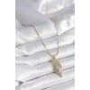 316L Çelik Gold Renk Zirkon Taşlı Vintage Model Kadın Kolye
