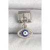 316L Çelik Gümüş Renk Nazar Boncuk Detaylı Göz Model Nomination Charm