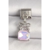 316L Çelik Gümüş Renk Pembe Zirkon Taşlı Çanta Model Nomination Charm