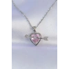 316L Çelik Zincir Gümüş Renk Pembe Zirkon Taşlı Eros Kolye