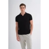 4012 Örgü Polo Yaka Erkek TShirt Siyah