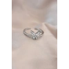Ayarlamalı Gümüş Renk Metal Zirkon Taş ve Kristal Taşlı Kelebek Model Yüzük
