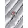 Gümüş Renk Pembe Zirkon Taşlı Charm Kalp Model Kadın Yüzük