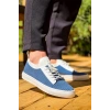 Kb-110  Kuback Mavi Triko Yüksek Taban Bağcıklı Günlük Erkek Ayakkabı