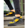 KB-X8 Kuback Siyah Sarı Cilt Yüksek Taban Günlük Spor Ayakkabı