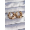 Pirinç Gold Renk Damla Kıvrım Tasarımlı Halka Küpe