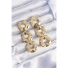 Pirinç Gold Renk Oval Ayna Model Sallantılı Küpe