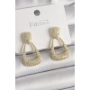 Pirinç Gold Renk Zirkon Taşlı Sallantı Üçgen Model Kadın Küpe