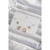 Pirinç Gold Renk Zirkon Taşlı Yaprak Model Küpe Seti
