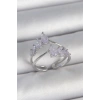 Pirinç Gümüş Renk Mor Damla Zirkon Taşlı Taç Model Kadın Yüzük