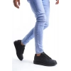 SLW151 Boost Bağcıklı Cilt Erkek Günlük Sneaker Ayakkabı CST - Siyah