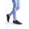 SLW166 Prestige Bağcıklı Cilt Kapitone Desenli Erkek Günlük Sneaker Ayakkabı CBT - Siyah