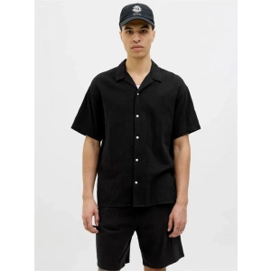 12274798 Müslin Kumaş Kısa Kollu Erkek Gömlek Siyah