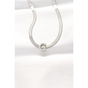 316L Çelik G Harfli Silver Renk İtalyan Zincirli Kolye