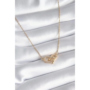 316L Çelik Gold Renk Zirkon Taşlı Model Kadın Kolye