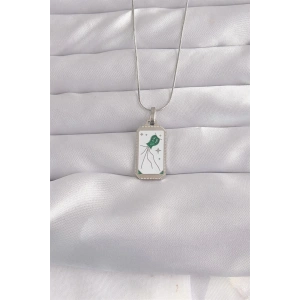 316L Çelik Gümüş Renk Beyaz Mineli Tarot Kolye