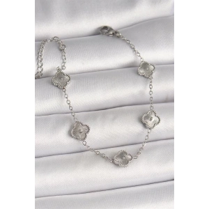 316L Çelik Gümüş Renk İşlemeli Baby Boy Yonca Model Kadın Bileklik