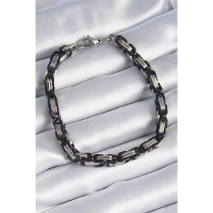 316L Çelik Siyah Gümüş Renk Kral Zincir Model Erkek Bileklik