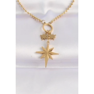 316L Çelik Zincir Altın Renk Kutup Yıldızı Kolye