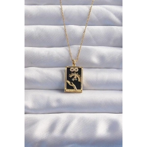 316L Çelik Zincir Gold Renk Sonsuzluk Detay Zirkon Taşlı Tarot Kolye