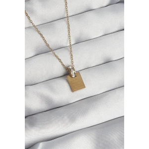 316L Çelik Zincir Gold Renk Zirkon Taşlı Aşk Mektubu Kolye