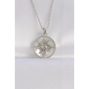 316L Çelik Zincir Gümüş Renk Oval Tasarımlı Güneş Kolye