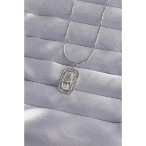 316L Çelik Zincir Gümüş Renk Zirkon Taşlı Tarot Kolye