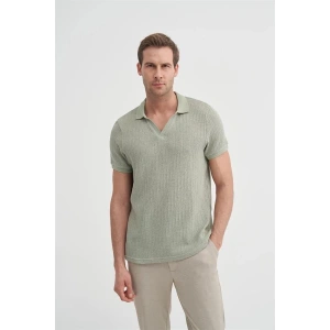 4012 Örgü Polo Yaka Erkek TShirt Yeşil