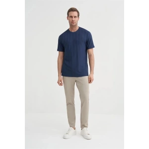 4203 VİSKON KUMAŞ BİSİKLET YAKA REGULAR FİT ERKEK TSHİRT LACİVERT