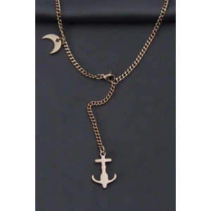 Çelik Rose Renk Çapa Tasarımlı Kadın Kolye