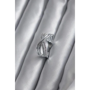 Gümüş Renk Zirkon Taşlı Kadın Yüzük