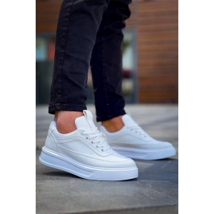 Kb-006 Kuback Beyaz Cilt  Yüksek Taban Bağcıklı Günlük Erkek Ayakkabı