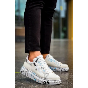 Kb-02  Kuback  Bağcıklı Crocodile Beyaz Mavi Günlük Erkek Ayakkabı