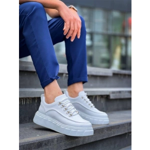 KB-X10 Kuback Beyaz Cilt  Beyaz Yüksek Taban Günlük Spor Ayakkabı