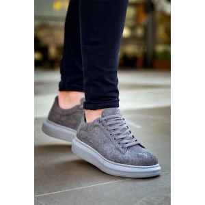 Kb-X500  Kuback Gri Süet Yüksek Taban Bağcıklı Günlük Erkek Ayakkabı