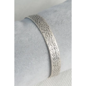 Otantik Model Gümüş Renk Motif İşleme Plaka Erkek Bileklik