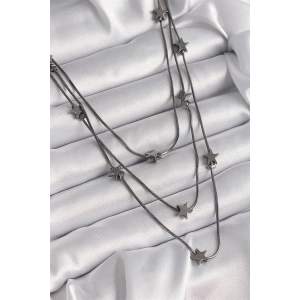 Pirinç Füme Renk 3Lü Yıldız Model Kadın Kolye