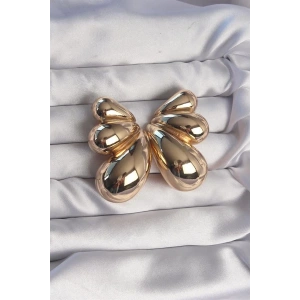 Pirinç Gold Renk İri Bombeli Kelebek Küpe