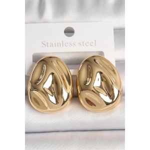 Pirinç Gold Renk İşlemeli Damla Model Kadın Küpe