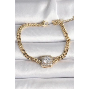 Pirinç Gold Renk Kare Zirkon Taşlı Xuping Exclusive VIP Seri Kadın Bileklik