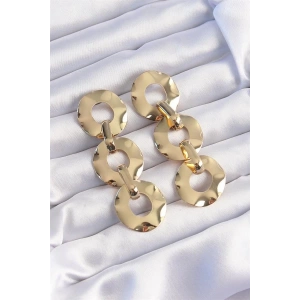 Pirinç Gold Renk Oval Ayna Model Sallantılı Küpe
