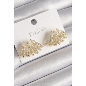 Pirinç Gold Renk Zirkon Taşlı Deniz Kabuğu Model Kadın Küpe